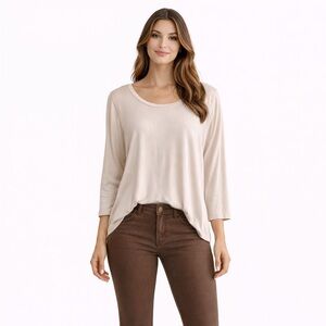 JM Collection Cream Sparkle Shimmer 3/4 Sleeve Top